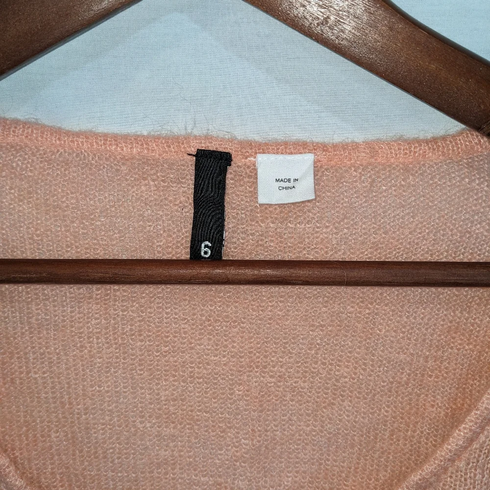 H&M Divided Peach Mohair Blend Open Knit Long Sleeve Sweater Size 6 Small - Picture 2 of 9